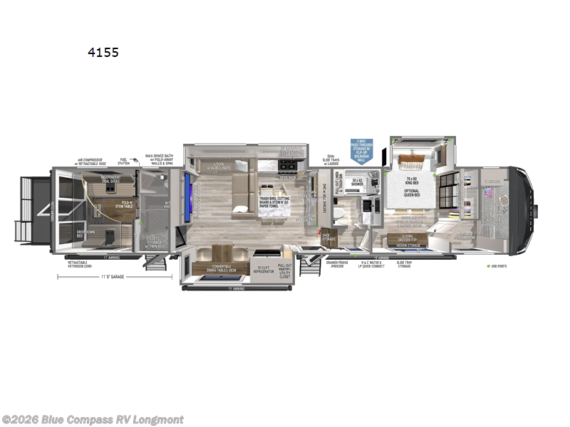 2027 Brinkley RV Model G 4155 - New Toy Hauler For Sale by Blue Compass RV Longmont in Longmont, Colorado features Slideout