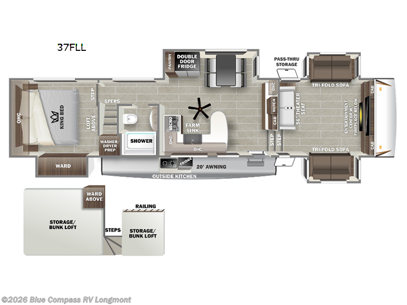 2022 Forest River Sabre 37FLL - Used Fifth Wheel For Sale by Blue Compass RV Longmont in Longmont, Colorado features Slideout