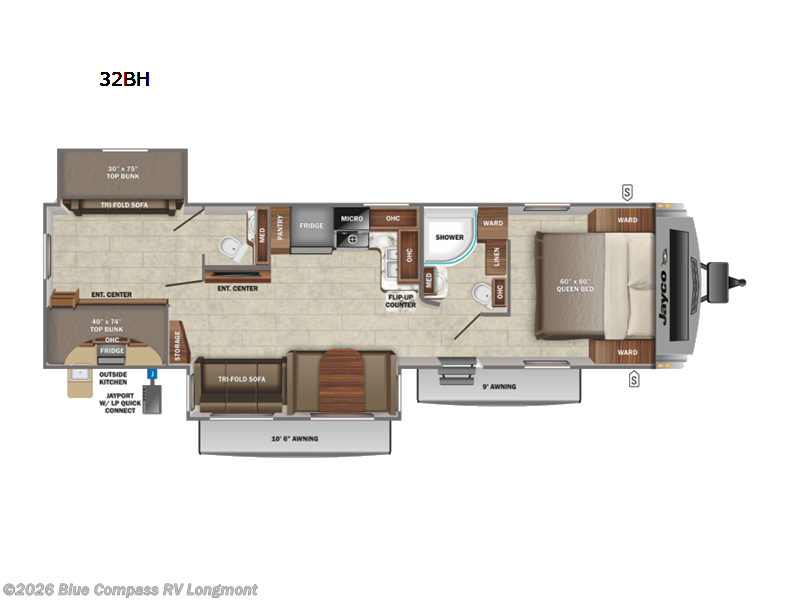 2023 Jayco White Hawk 32BH - Used Travel Trailer For Sale by Blue Compass RV Longmont in Longmont, Colorado features Slideout