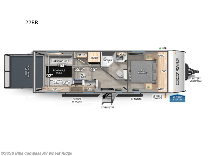 2025 Forest River Cherokee Grey Wolf 22RR - New Toy Hauler For Sale by Blue Compass RV Wheat Ridge in Wheat Ridge, Colorado