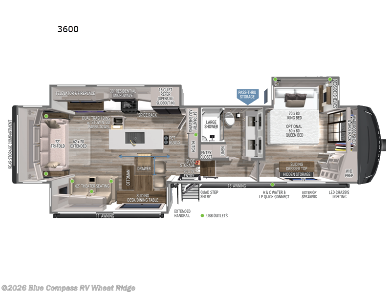 2027 Brinkley RV Model Z 3600 - New Fifth Wheel For Sale by Blue Compass RV Wheat Ridge in Wheat Ridge, Colorado features Slideout