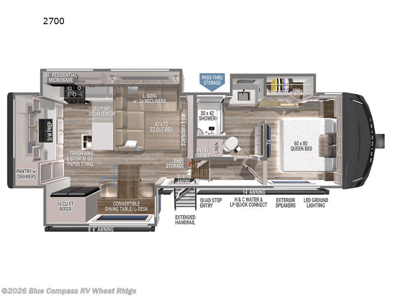 2027 Brinkley RV Model Z 2700 - New Fifth Wheel For Sale by Blue Compass RV Wheat Ridge in Wheat Ridge, Colorado features Slideout