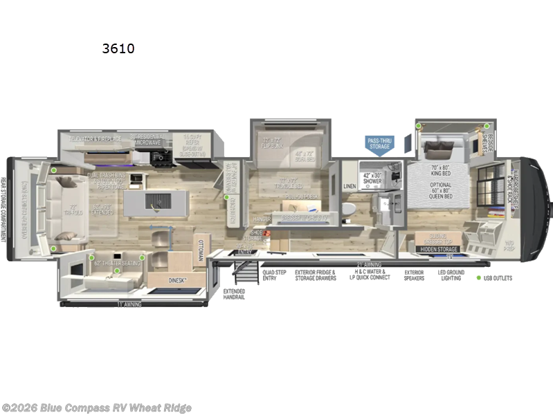 2027 Brinkley RV Model Z 3610 - New Fifth Wheel For Sale by Blue Compass RV Wheat Ridge in Wheat Ridge, Colorado features Slideout