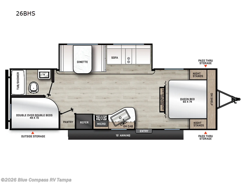 2026 Forest River Aurora Light 26BHS - New Travel Trailer For Sale by Blue Compass RV Tampa in Dover, Florida features Slideout