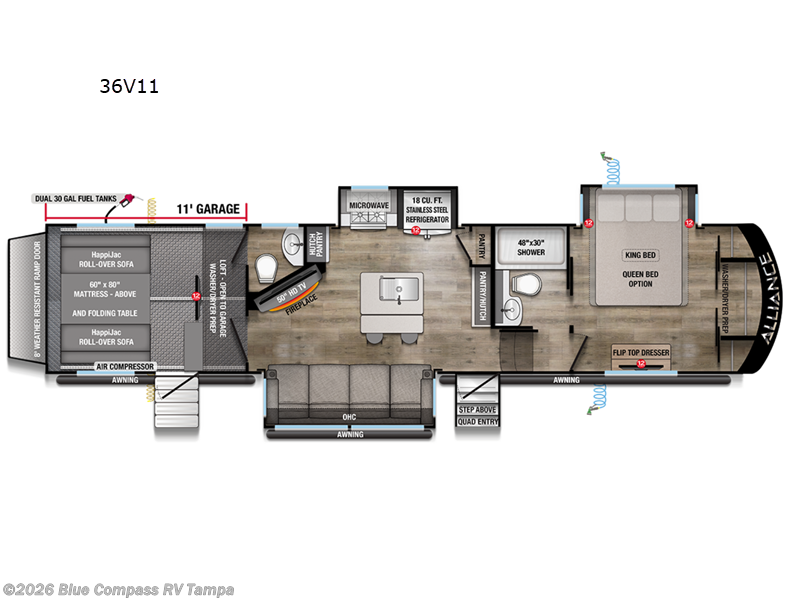 2026 Alliance RV Valor 36V11 - New Toy Hauler For Sale by Blue Compass RV Tampa in Dover, Florida features Slideout