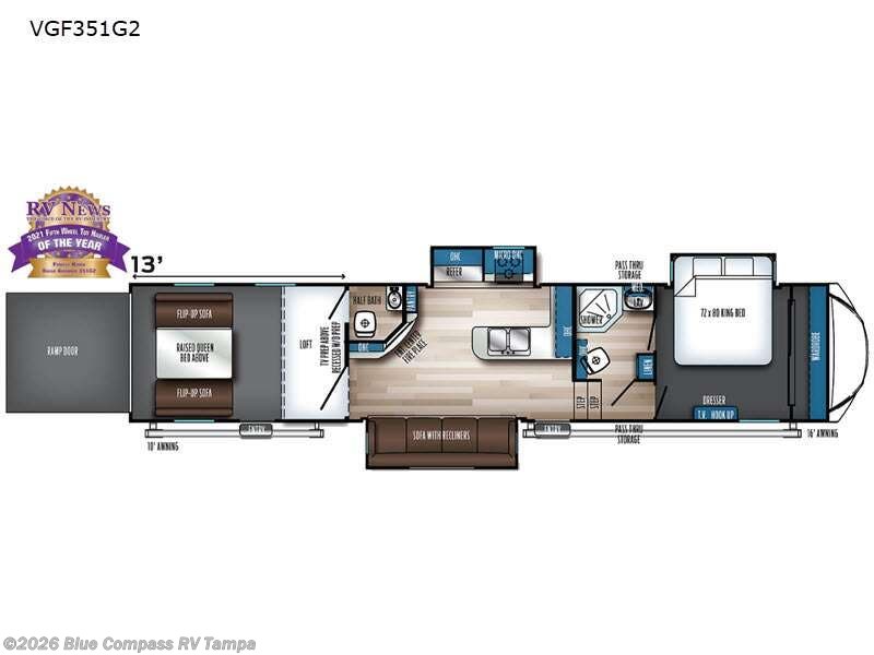 2023 Forest River Vengeance Rogue Armored VGF351G2 - Used Toy Hauler For Sale by Blue Compass RV Tampa in Dover, Florida features Slideout