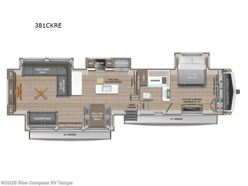 2026 Jayco North Point 381CKRE - New Fifth Wheel For Sale by Blue Compass RV Tampa in Dover, Florida features Slideout