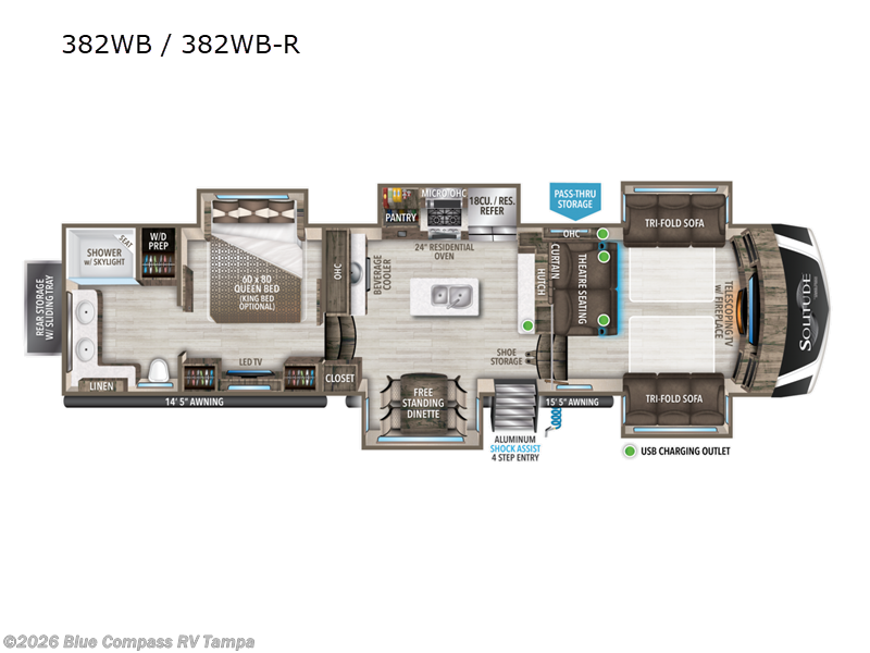 2022 Grand Design Solitude 382WB R - Used Fifth Wheel For Sale by Blue Compass RV Tampa in Dover, Florida features Slideout
