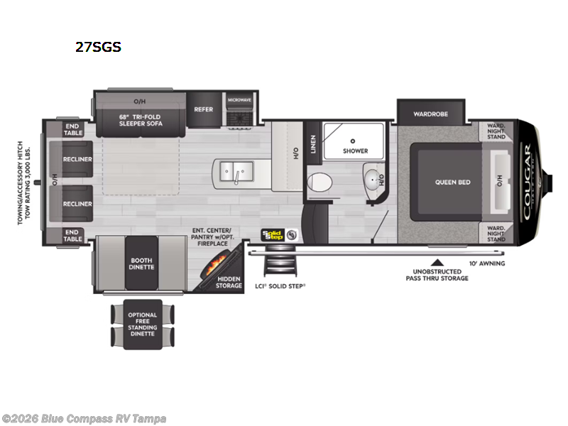 2023 Keystone Cougar Half-Ton 27SGS - Used Fifth Wheel For Sale by Blue Compass RV Tampa in Dover, Florida features Slideout