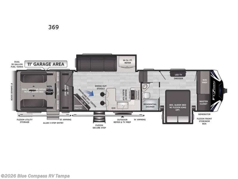 2020 Keystone Fuzion 369 - Used Fifth Wheel For Sale by Blue Compass RV Tampa in Dover, Florida features Slideout