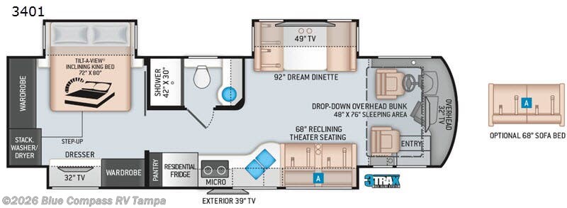 2020 Thor Motor Coach Aria 3401 - Used Class A For Sale by Blue Compass RV Tampa in Dover, Florida features Slideout