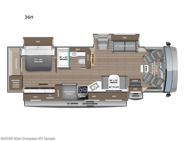 2027 Jayco Precept Prestige 36H - New Class A For Sale by Blue Compass RV Tampa in Dover, Florida features Slideout