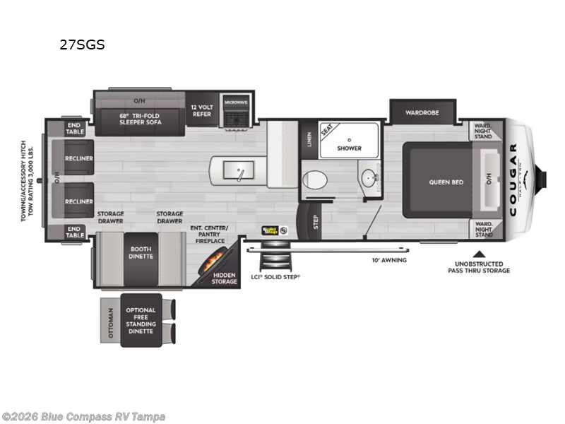 2025 Keystone Cougar Half-Ton 27SGS - Used Fifth Wheel For Sale by Blue Compass RV Tampa in Dover, Florida features Slideout