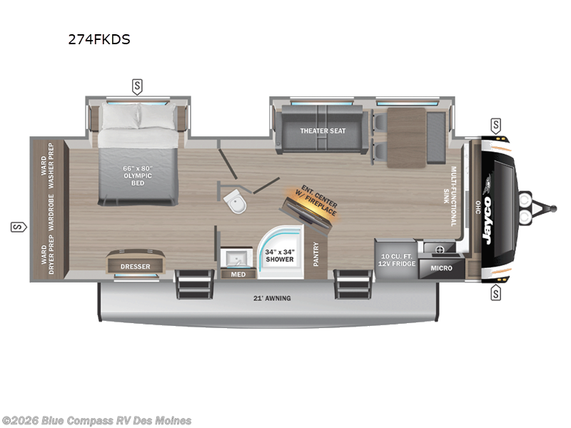 2025 Jayco Eagle HT 274FKDS - New Travel Trailer For Sale by Blue Compass RV Des Moines in Altoona, Iowa features Slideout