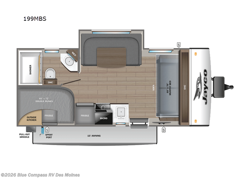 2025 Jayco Jay Feather Micro 199MBS - New Travel Trailer For Sale by Blue Compass RV Des Moines in Altoona, Iowa features Slideout