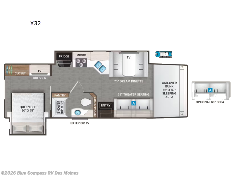 2026 Thor Motor Coach Omni Trail X32 - New Super C For Sale by Blue Compass RV Des Moines in Altoona, Iowa features Slideout
