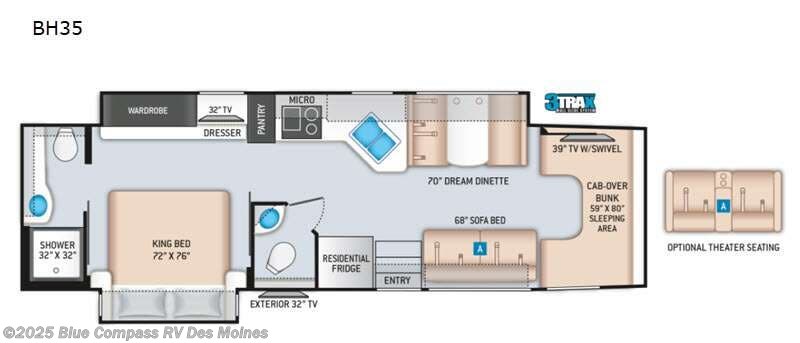 2021 Thor Motor Coach Omni BH35 - Used Super C For Sale by Blue Compass RV Des Moines in Altoona, Iowa features Slideout