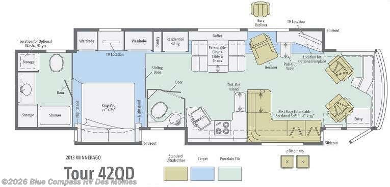 2013 Winnebago Tour 42QD - Used Class A For Sale by Blue Compass RV Des Moines in Altoona, Iowa features Slideout