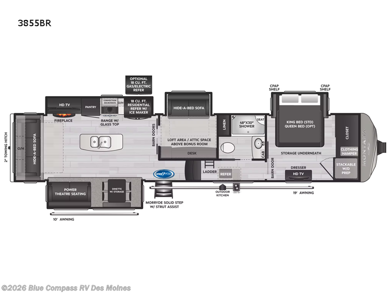 2022 Keystone Montana 3855BR - Used Fifth Wheel For Sale by Blue Compass RV Des Moines in Altoona, Iowa features Slideout