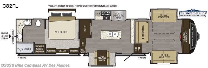 2020 Keystone Avalanche 382FL - Used Fifth Wheel For Sale by Blue Compass RV Des Moines in Altoona, Iowa features Slideout