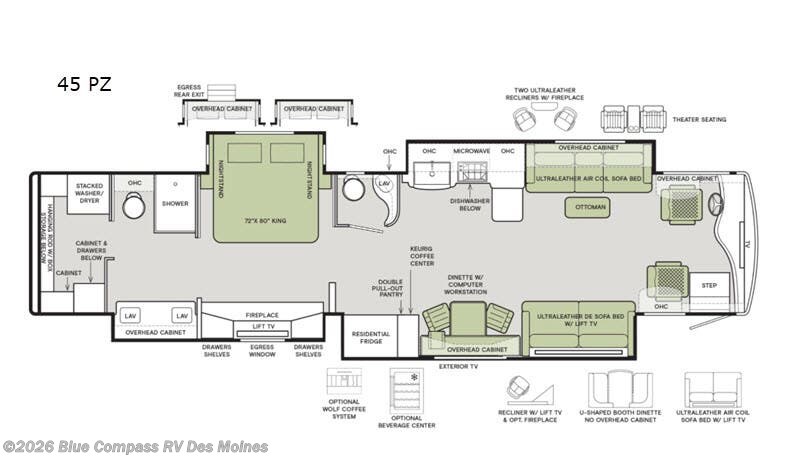 2020 Tiffin Zephyr 45 PZ - Used Class A For Sale by Blue Compass RV Des Moines in Altoona, Iowa features Slideout