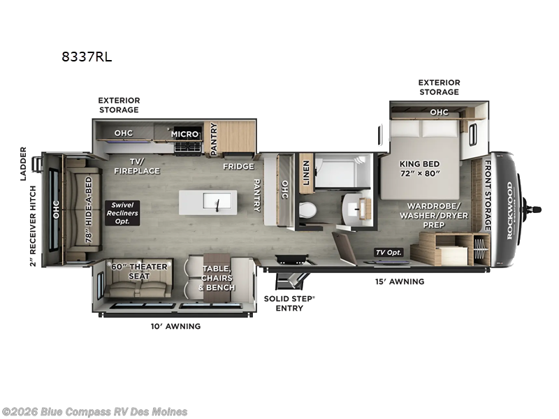 2026 Forest River Rockwood Signature 8337RL - New Travel Trailer For Sale by Blue Compass RV Des Moines in Altoona, Iowa features Slideout