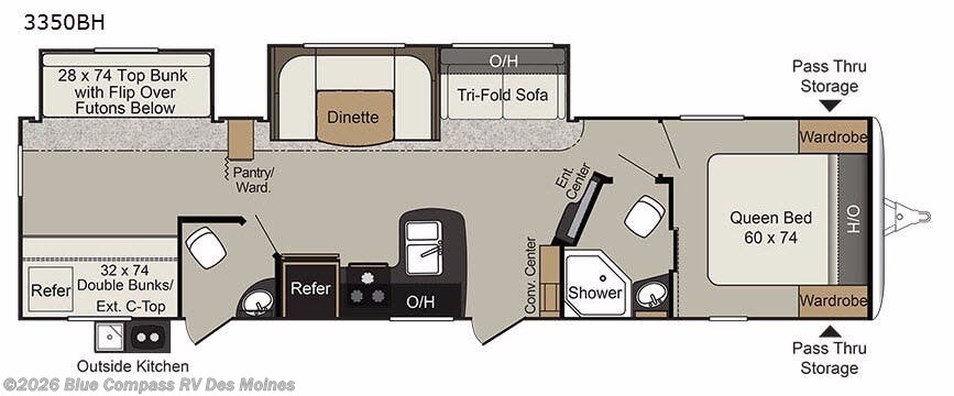 2017 Keystone Passport 3350BH - Used Travel Trailer For Sale by Blue Compass RV Des Moines in Altoona, Iowa features Slideout