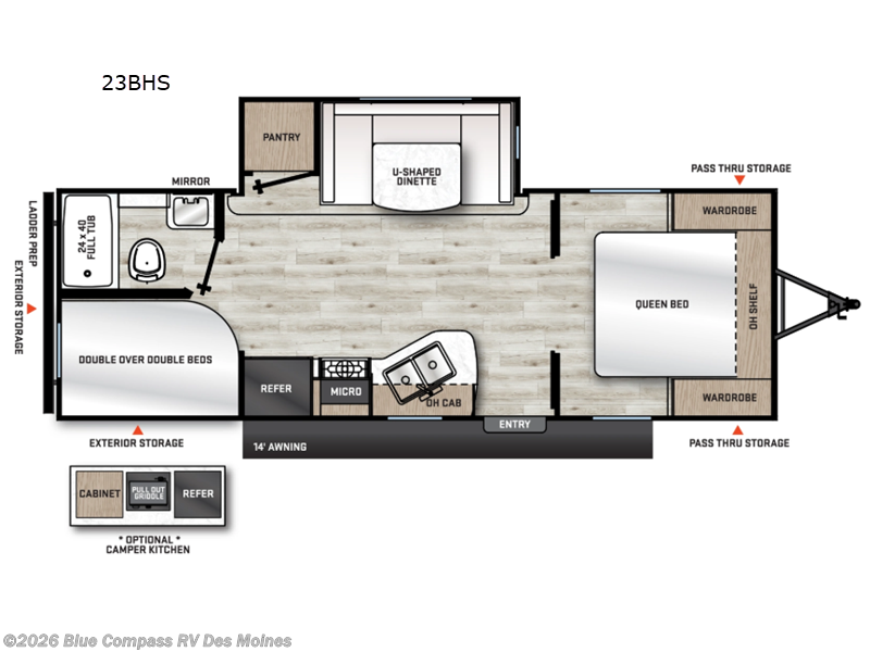 2026 Forest River Aurora Light 23BHS - New Travel Trailer For Sale by Blue Compass RV Des Moines in Altoona, Iowa features Slideout