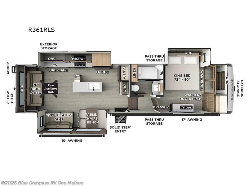 2026 Forest River Rockwood Signature R361RLS - New Fifth Wheel For Sale by Blue Compass RV Des Moines in Altoona, Iowa features Slideout