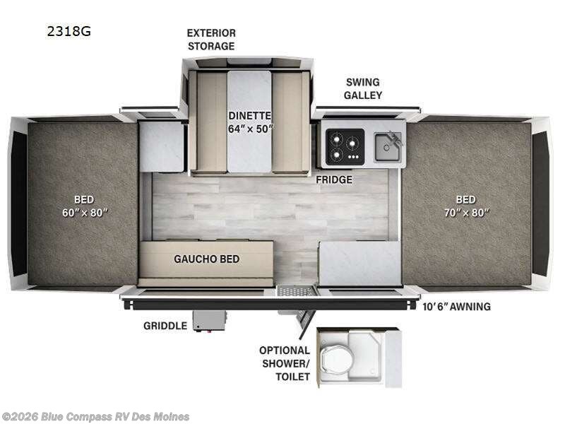 2024 Rockwood Freedom 2318G - Used Popup For Sale by Blue Compass RV Des Moines in Altoona, Iowa features Slideout