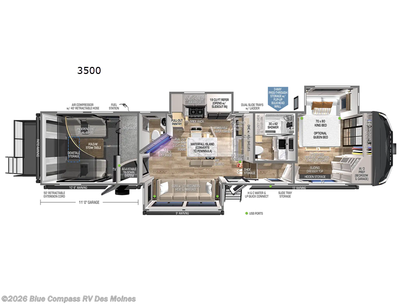 2025 Brinkley RV Model G 3500 - Used Toy Hauler For Sale by Blue Compass RV Des Moines in Altoona, Iowa features Slideout