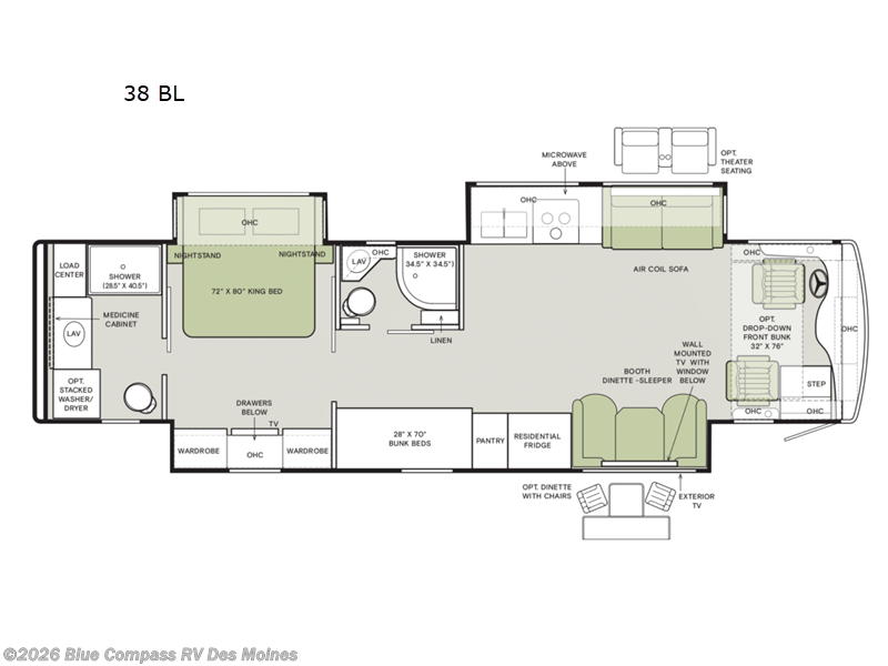 2026 Tiffin Byway 38 BL - New Class A For Sale by Blue Compass RV Des Moines in Altoona, Iowa features Slideout