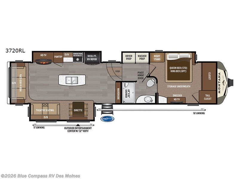 2017 Keystone Montana 3720RL - Used Fifth Wheel For Sale by Blue Compass RV Des Moines in Altoona, Iowa features Slideout