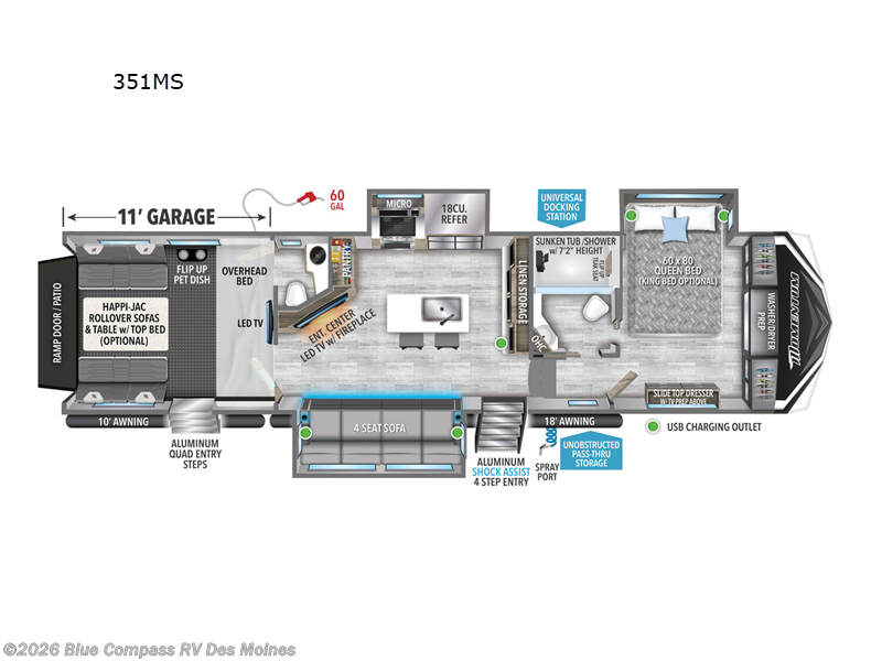 2023 Grand Design Momentum M-Class 351MS - Used Toy Hauler For Sale by Blue Compass RV Des Moines in Altoona, Iowa features Slideout