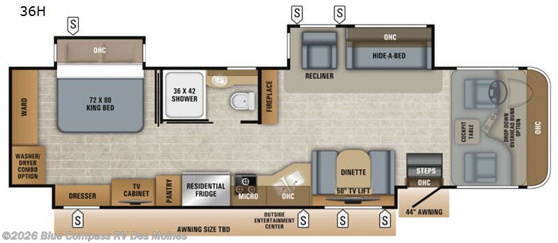 2019 Jayco Precept Prestige 36H - Used Class A For Sale by Blue Compass RV Des Moines in Altoona, Iowa features Slideout
