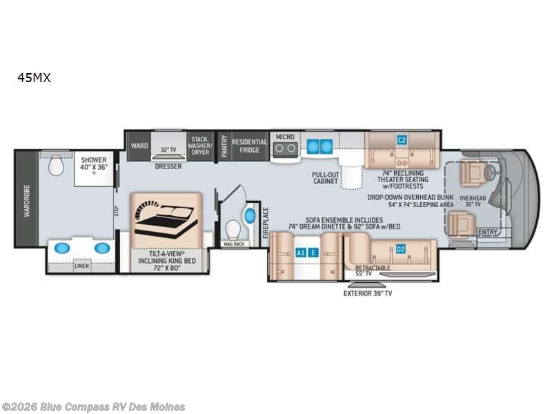 2022 Thor Motor Coach Tuscany 45MX - Used Class A For Sale by Blue Compass RV Des Moines in Altoona, Iowa features Slideout