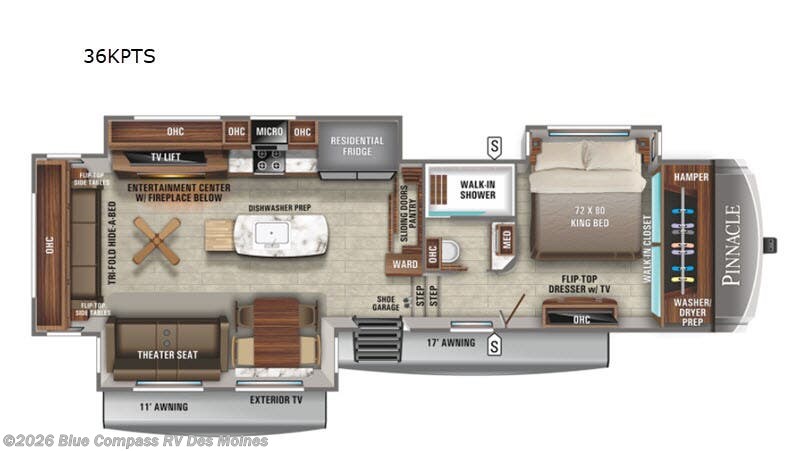 2021 Jayco Pinnacle 36KPTS - Used Fifth Wheel For Sale by Blue Compass RV Des Moines in Altoona, Iowa features Slideout
