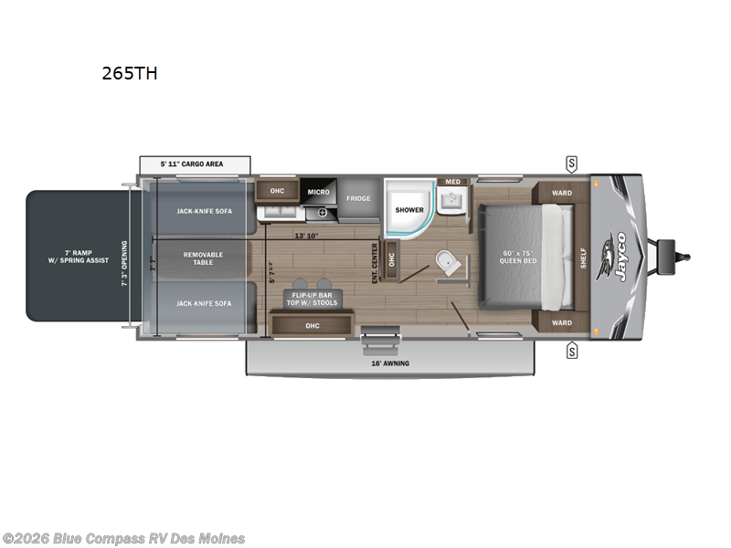 2027 Jayco Jay Flight 265TH - New Toy Hauler For Sale by Blue Compass RV Des Moines in Altoona, Iowa