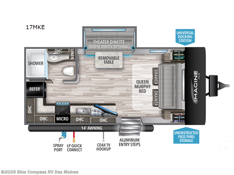 2022 Grand Design Imagine XLS 17MKE - Used Travel Trailer For Sale by Blue Compass RV Des Moines in Altoona, Iowa features Slideout
