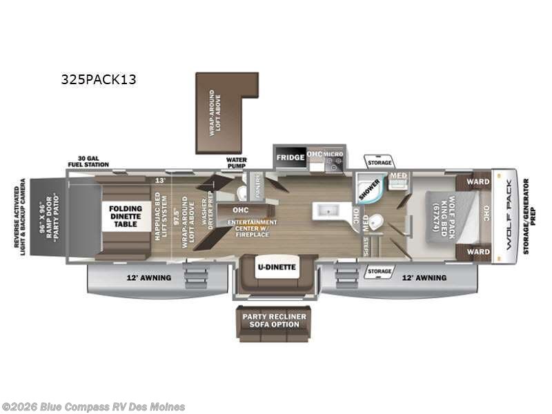 2021 Forest River Cherokee Wolf Pack 325PACK13 - Used Toy Hauler For Sale by Blue Compass RV Des Moines in Altoona, Iowa features Slideout