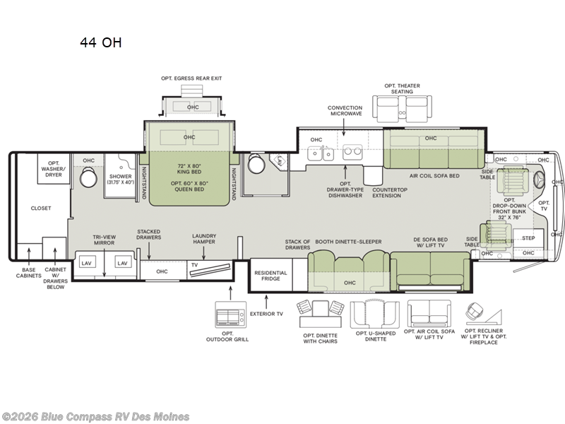 2026 Tiffin Phaeton 44OH - New Class A For Sale by Blue Compass RV Des Moines in Altoona, Iowa features Slideout