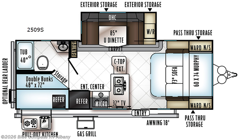2018 Forest River Rockwood Mini Lite 2509S - Used Travel Trailer For Sale by Blue Compass RV Albany in Latham, New York features Slideout