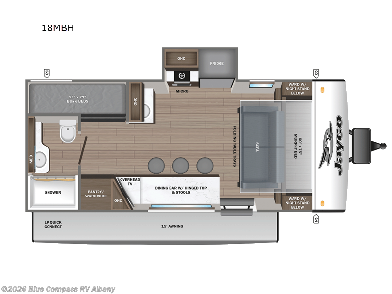 2025 Jayco Jay Feather Air 18MBH - New Travel Trailer For Sale by Blue Compass RV Albany in Latham, New York features Slideout