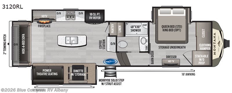 2020 Keystone Montana 3120RL - Used Fifth Wheel For Sale by Blue Compass RV Albany in Latham, New York features Slideout