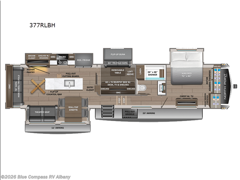 2026 Jayco North Point 377RLBH - New Fifth Wheel For Sale by Blue Compass RV Albany in Latham, New York features Slideout