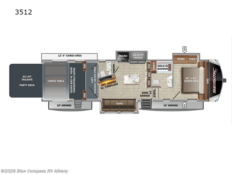2019 Jayco Seismic Luxury Series 3512 - Used Toy Hauler For Sale by Blue Compass RV Albany in Latham, New York features Slideout