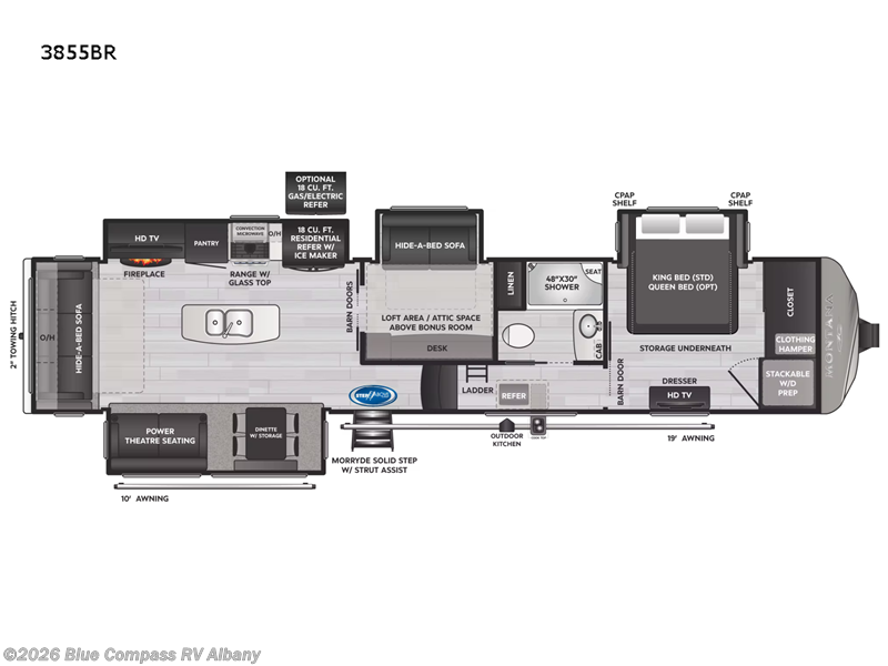 2022 Keystone Montana 3855BR - Used Fifth Wheel For Sale by Blue Compass RV Albany in Latham, New York features Slideout