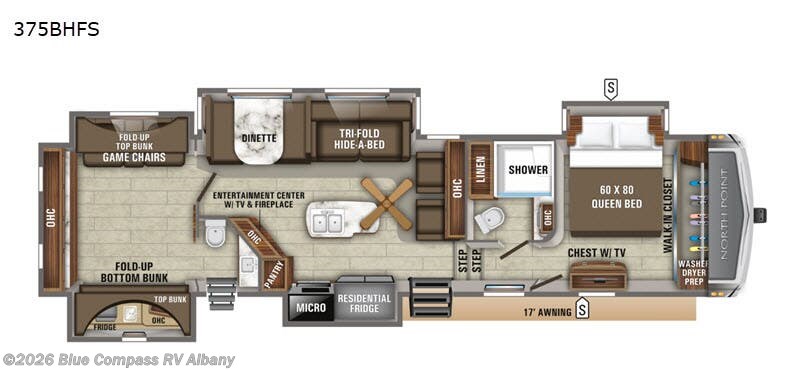 2020 Jayco North Point 375BHFS - Used Fifth Wheel For Sale by Blue Compass RV Albany in Latham, New York features Slideout