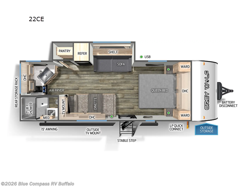 2024 Forest River Cherokee Grey Wolf 22CE - Used Travel Trailer For Sale by Blue Compass RV Buffalo in West Seneca, New York features Slideout