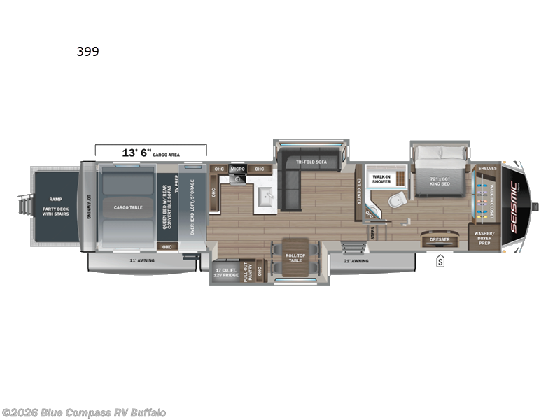 2026 Jayco Seismic 399 - New Toy Hauler For Sale by Blue Compass RV Buffalo in West Seneca, New York features Slideout